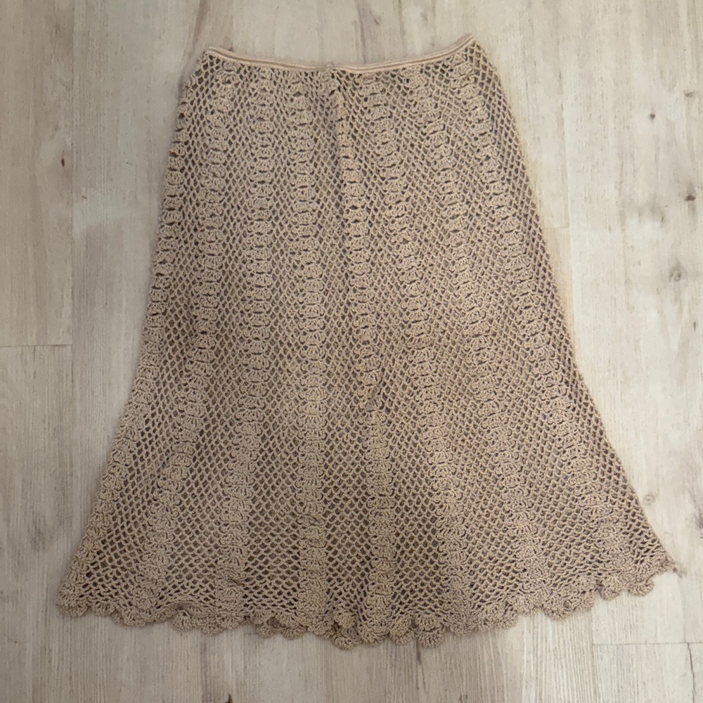 Elegant Tan Crochet Skirt - Beach Wear - See through